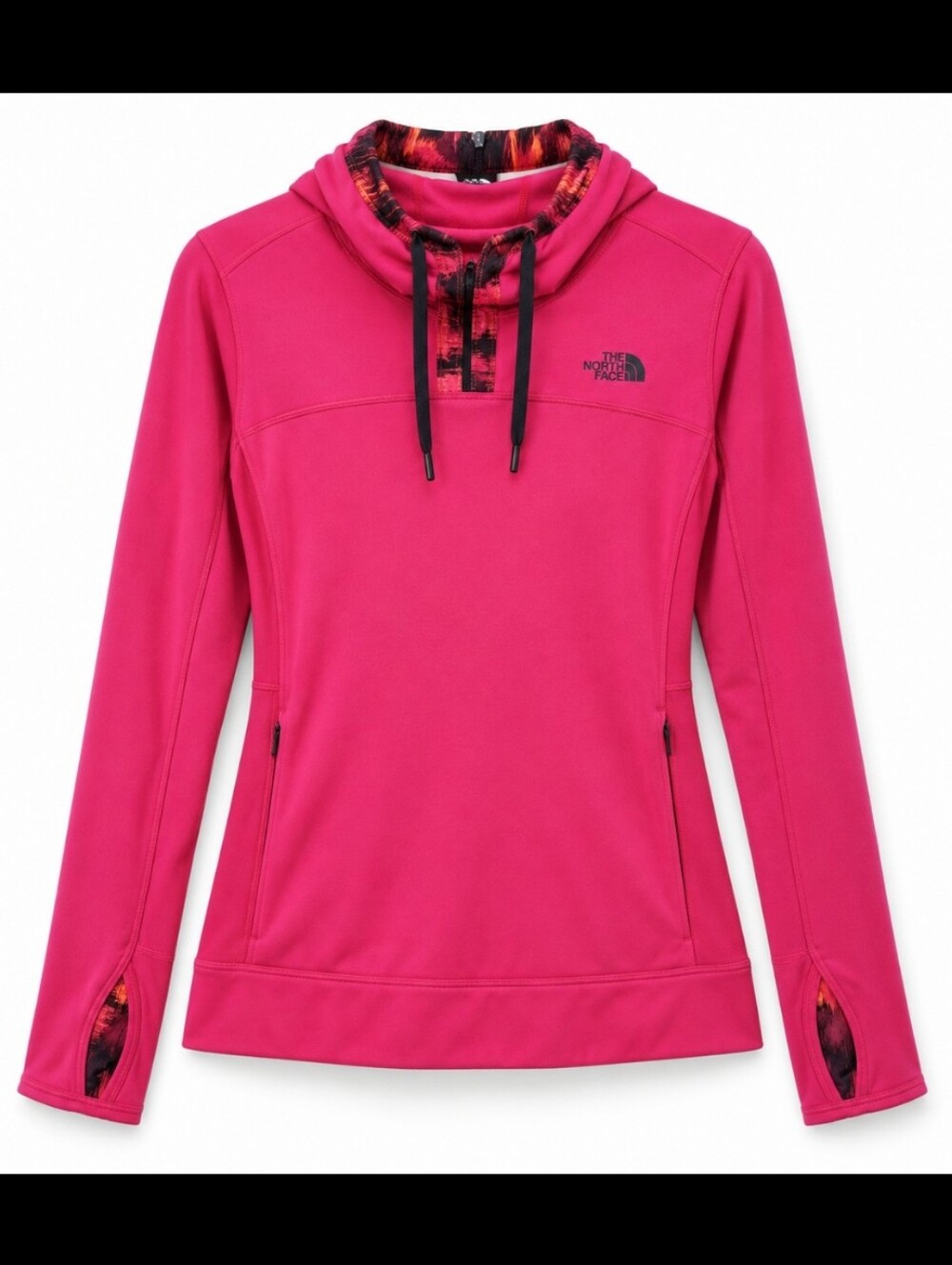 NORTH face long hooded w thumbholes and front pockets sports top